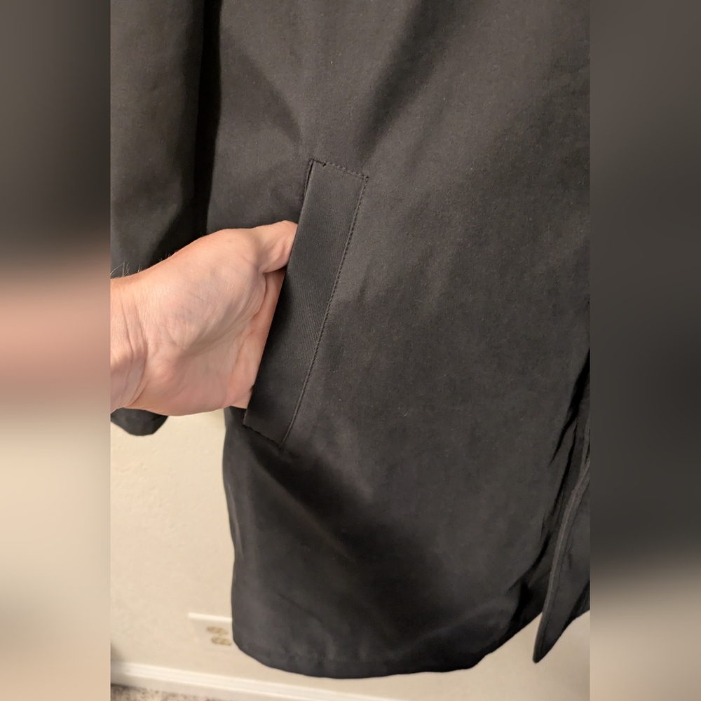 Chaps Black Men's Trench Coat Classic Durable Design - Picture 3 of 12